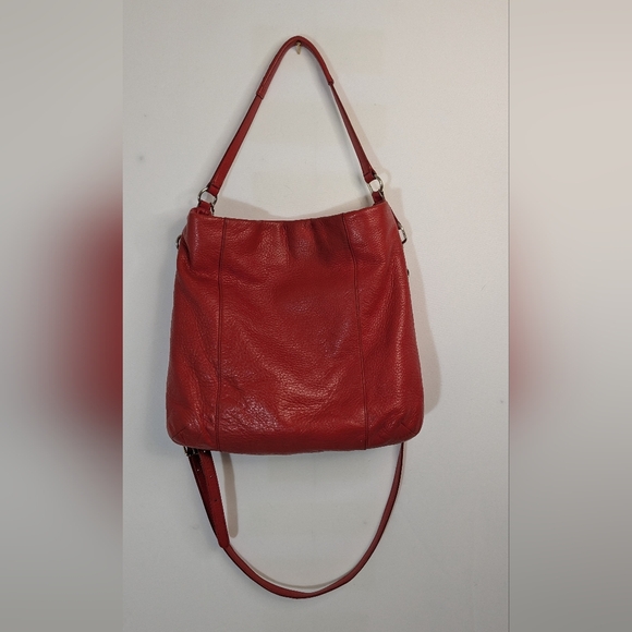 Coach red pebbled leather hobo bag - shoulder and crossbody strap. - Picture 6 of 12